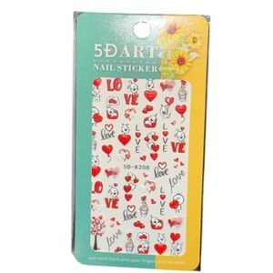 5D Art Love Nail Stickers Red and White Puppy Design NIP